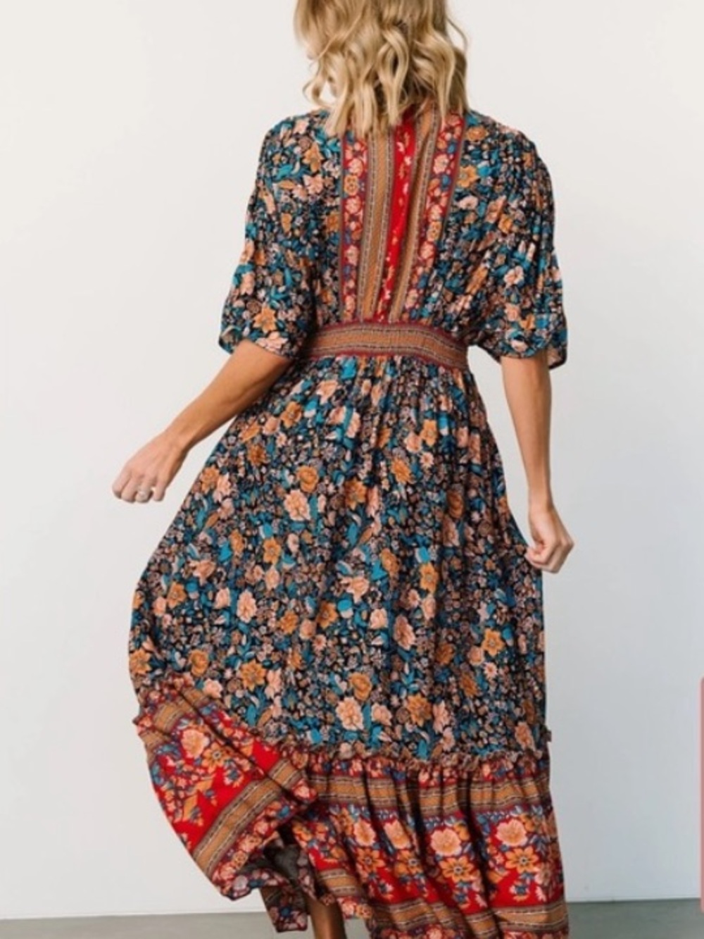 BALTIC BORN leanne midi dress boho paisley floral festival fall size L - Picture 4 of 13